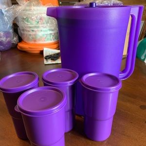 Tupperware Jumbo Pitcher with Tumblers